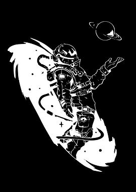 Astronaut reaching for Saturn