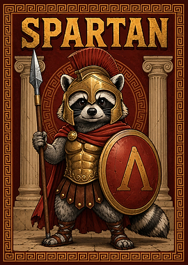 Spartan Raccoon Warrior