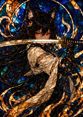 Anime Wolf Girl with Katana