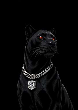 Black Panther with Diamond Necklace