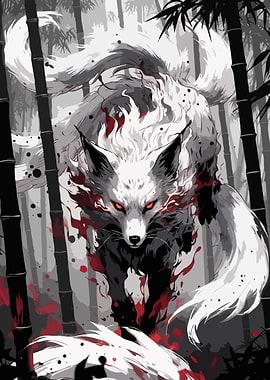 Nine-Tailed Fox in Bamboo Forest Aura