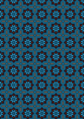 Geometric Star Blue Mosaic Mandala Metal Art