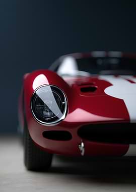 Close-up of a vintage red race car