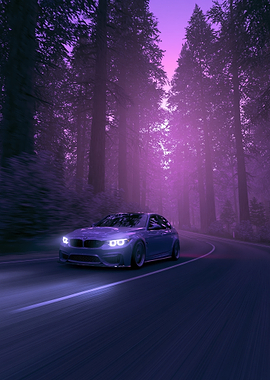 BMW M3 Purple Forest Road Trip