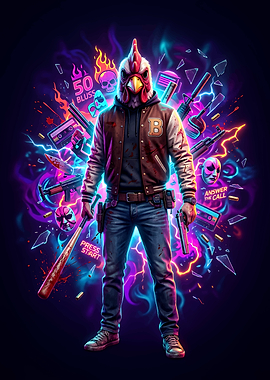Hotline Miami Jacket Synthwave Retro Gaming