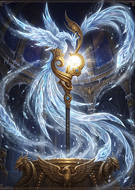 Ice Phoenix Staff with Ornate Base