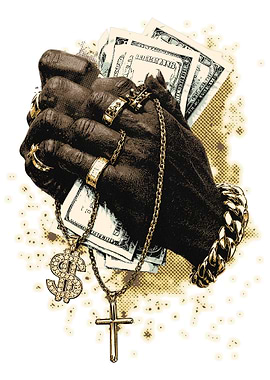 Praying Hands with Money and Jewelry