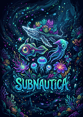 Subnautica Underwater Neon Art