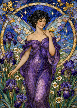 Stained Glass Iris Fairy