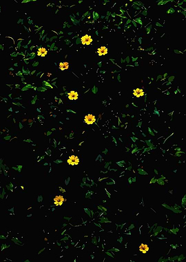 Dark Floral Background with Yellow Flowers