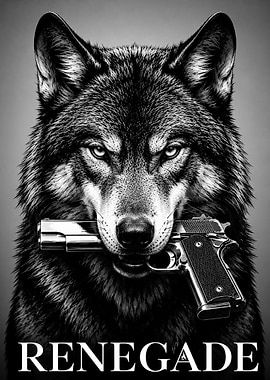 Wolf Holding a Gun