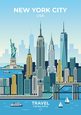 New York City Skyline Travel Poster