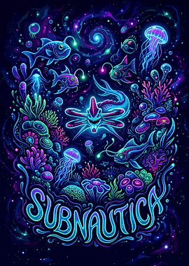 Subnautica Neon Underwater Scene