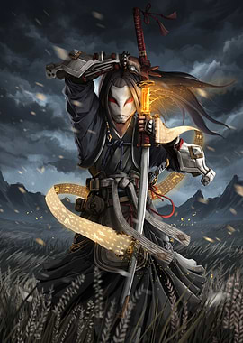 Samurai Warrior with Glowing Sword