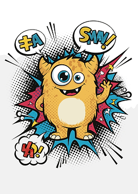 Cute Monster with Speech Bubbles