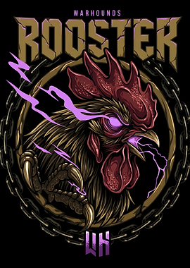 Aggressive Rooster with Lightning