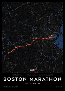 Boston Marathon Route Map Dark