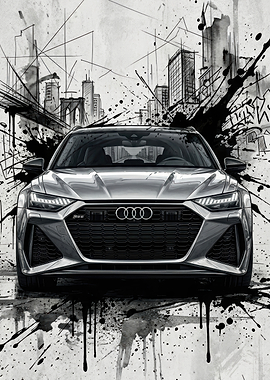 Audi RS6 Avant in Urban Sketch Style