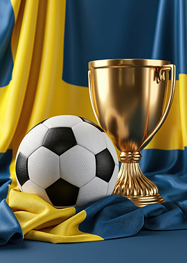 Swedish Football Trophy and Ball