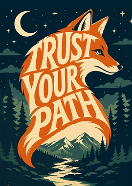 Trust Your Path Fox Illustration text art