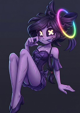 Anime Girl with Glowing Eyes and Halo