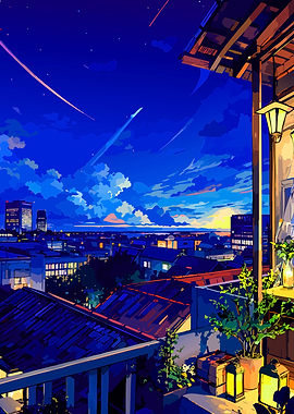 Anime Cityscape at Dusk