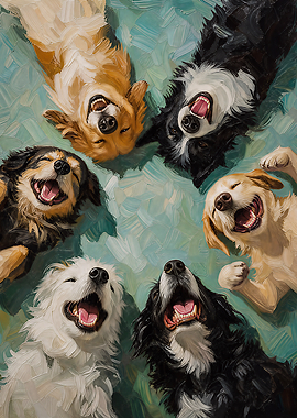 Smiling Dogs Oil Painting