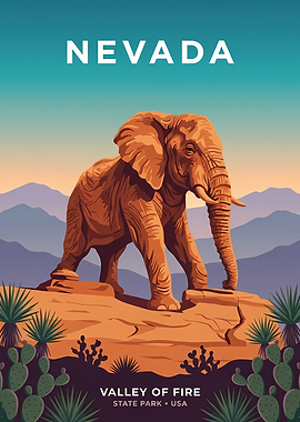 Nevada Valley of Fire Elephant Poster