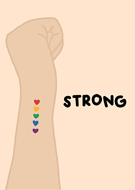 Strong Fist with Rainbow Hearts