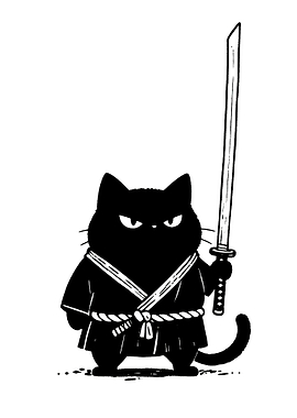 Black Cat Samurai with Katana