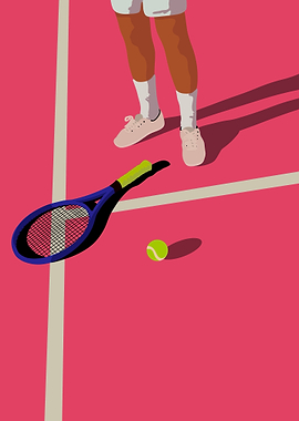 Tennis Player on Pink Court