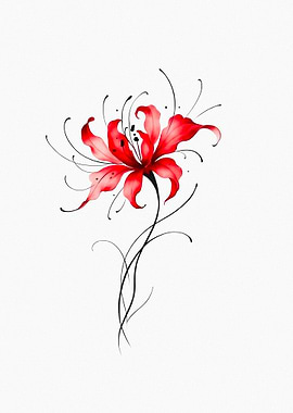 Red Spider Lily Tattoo Design