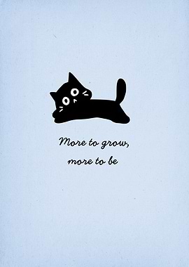 Cute Black Cat with Inspirational Text