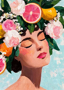 Woman with Floral and Fruit Headdress