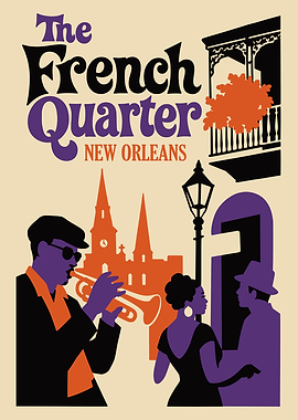 The French Quarter New Orleans Jazz Poster