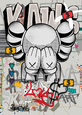 KAWS Character with Graffiti Art