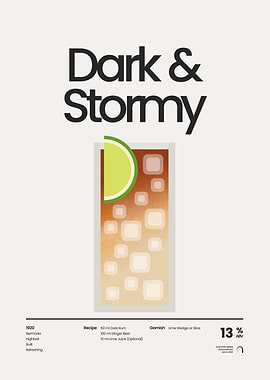 Dark & Stormy Cocktail Poster