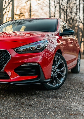 Red Hyundai i30 N Front View