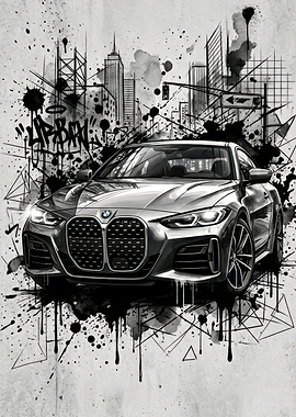 BMW Car with Urban Graffiti Art
