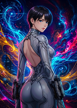Anime Cyberpunk Girl in Space