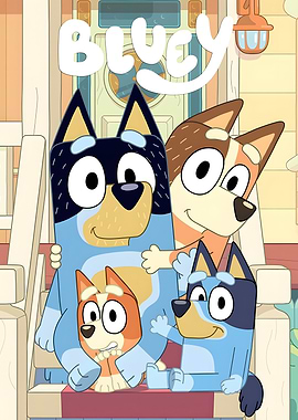 Bluey Family Posing on Steps