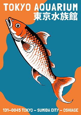 Tokyo Aquarium Koi Fish Poster