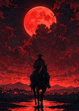 Cowboy Under a Blood Moon