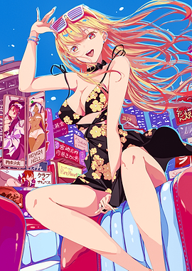 Anime Girl in Summer Dress in City