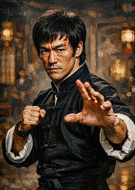 Bruce Lee in Kung Fu Pose