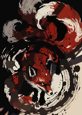 Stylized Fox with Multiple Tails