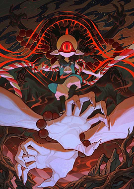Mysterious One-Eyed Creature with Red Accents