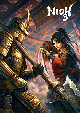 Samurai Duel in Traditional Japanese Setting