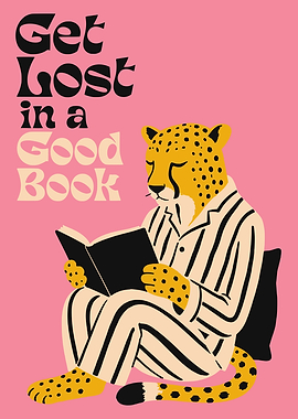 Cheetah Reading a Book
