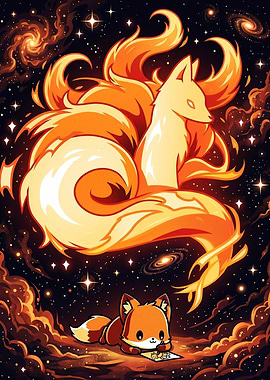 Cosmic Fox Spirit and Cub